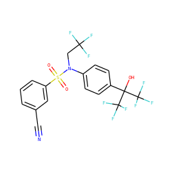 N#Cc1cccc(S(=O)(=O)N(CC(F)(F)F)c2ccc(C(O)(C(F)(F)F)C(F)(F)F)cc2)c1 ZINC000103248785