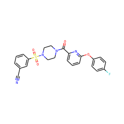 N#Cc1cccc(S(=O)(=O)N2CCN(C(=O)c3cccc(Oc4ccc(F)cc4)n3)CC2)c1 ZINC000113663453