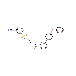 N#Cc1cccc(S(=O)(=O)NCCNC(=O)c2cccc(-c3ccc(Oc4ccc(F)cc4)cc3)n2)c1 ZINC000113660452