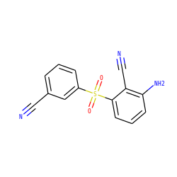 N#Cc1cccc(S(=O)(=O)c2cccc(N)c2C#N)c1 ZINC000005933126