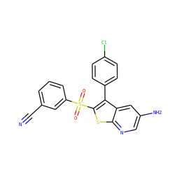 N#Cc1cccc(S(=O)(=O)c2sc3ncc(N)cc3c2-c2ccc(Cl)cc2)c1 ZINC000299866876