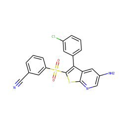 N#Cc1cccc(S(=O)(=O)c2sc3ncc(N)cc3c2-c2cccc(Cl)c2)c1 ZINC000299861090