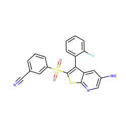 N#Cc1cccc(S(=O)(=O)c2sc3ncc(N)cc3c2-c2ccccc2F)c1 ZINC000299858560