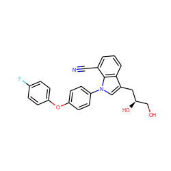 N#Cc1cccc2c(C[C@H](O)CO)cn(-c3ccc(Oc4ccc(F)cc4)cc3)c12 ZINC000146629391