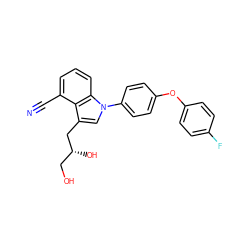 N#Cc1cccc2c1c(C[C@H](O)CO)cn2-c1ccc(Oc2ccc(F)cc2)cc1 ZINC000146629663