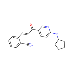 N#Cc1ccccc1/C=C/C(=O)c1ccc(NC2CCCC2)nc1 ZINC000049045363