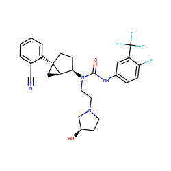N#Cc1ccccc1[C@]12CC[C@@H](N(CCN3CC[C@@H](O)C3)C(=O)Nc3ccc(F)c(C(F)(F)F)c3)[C@H]1C2 ZINC000028476652