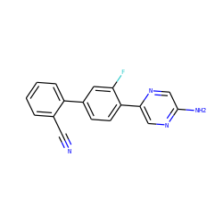 N#Cc1ccccc1-c1ccc(-c2cnc(N)cn2)c(F)c1 ZINC000224819237