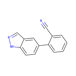 N#Cc1ccccc1-c1ccc2[nH]ncc2c1 ZINC000082058193