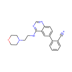 N#Cc1ccccc1-c1ccc2ncnc(NCCN3CCOCC3)c2c1 ZINC000033362331