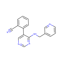 N#Cc1ccccc1-c1cncnc1NCc1cccnc1 ZINC000004258483