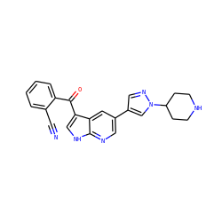 N#Cc1ccccc1C(=O)c1c[nH]c2ncc(-c3cnn(C4CCNCC4)c3)cc12 ZINC000473091426