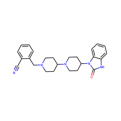 N#Cc1ccccc1CN1CCC(N2CCC(n3c(=O)[nH]c4ccccc43)CC2)CC1 ZINC000040915690