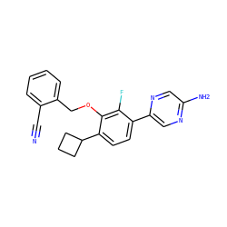 N#Cc1ccccc1COc1c(C2CCC2)ccc(-c2cnc(N)cn2)c1F ZINC000212172569