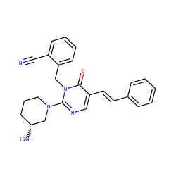 N#Cc1ccccc1Cn1c(N2CCC[C@@H](N)C2)ncc(/C=C/c2ccccc2)c1=O ZINC000066104248