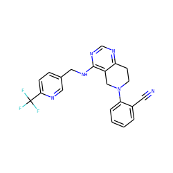 N#Cc1ccccc1N1CCc2ncnc(NCc3ccc(C(F)(F)F)nc3)c2C1 ZINC000148652782
