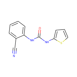 N#Cc1ccccc1NC(=O)Nc1cccs1 ZINC000002908193