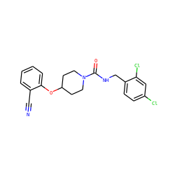 N#Cc1ccccc1OC1CCN(C(=O)NCc2ccc(Cl)cc2Cl)CC1 ZINC000045339563