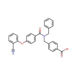N#Cc1ccccc1Oc1ccc(C(=O)N(Cc2ccccc2)Cc2ccc(C(=O)O)cc2)cc1 ZINC000584598426