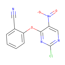 N#Cc1ccccc1Oc1nc(Cl)ncc1[N+](=O)[O-] ZINC000236058888