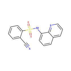 N#Cc1ccccc1S(=O)(=O)Nc1cccc2cccnc12 ZINC000018996242
