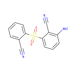 N#Cc1ccccc1S(=O)(=O)c1cccc(N)c1C#N ZINC000005933865