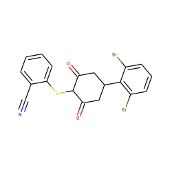 N#Cc1ccccc1SC1C(=O)CC(c2c(Br)cccc2Br)CC1=O ZINC000299829217