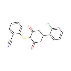 N#Cc1ccccc1SC1C(=O)CC(c2ccccc2Cl)CC1=O ZINC000299825764