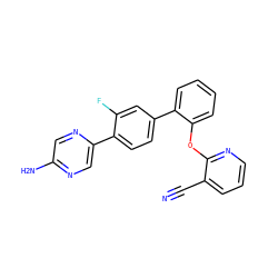 N#Cc1cccnc1Oc1ccccc1-c1ccc(-c2cnc(N)cn2)c(F)c1 ZINC000224815220