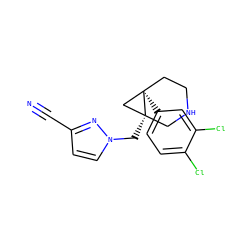 N#Cc1ccn(C[C@@]23CNCC[C@]2(c2ccc(Cl)c(Cl)c2)C3)n1 ZINC000043207732