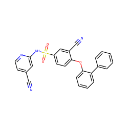 N#Cc1ccnc(NS(=O)(=O)c2ccc(Oc3ccccc3-c3ccccc3)c(C#N)c2)c1 ZINC000095584069