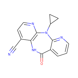 N#Cc1ccnc2c1NC(=O)c1cccnc1N2C1CC1 ZINC000005933749
