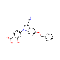 N#Cc1cn(-c2ccc(C(=O)O)c(O)c2)c2ccc(OCc3ccccc3)cc12 ZINC000147196294