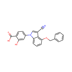 N#Cc1cn(-c2ccc(C(=O)O)c(O)c2)c2cccc(OCc3ccccc3)c12 ZINC000202399132