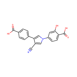 N#Cc1cn(-c2ccc(C(=O)O)c(O)c2)cc1-c1ccc(C(=O)O)cc1 ZINC000200829286