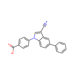 N#Cc1cn(-c2ccc(C(=O)O)cc2)c2ccc(-c3ccccc3)cc12 ZINC000202403391