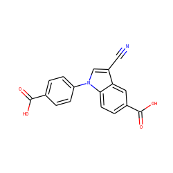 N#Cc1cn(-c2ccc(C(=O)O)cc2)c2ccc(C(=O)O)cc12 ZINC000113277143