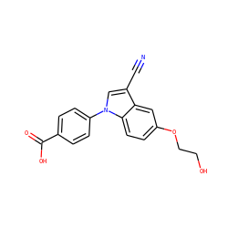 N#Cc1cn(-c2ccc(C(=O)O)cc2)c2ccc(OCCO)cc12 ZINC000202393929
