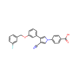 N#Cc1cn(-c2ccc(C(=O)O)cc2)cc1-c1cccc(OCc2cccc(F)c2)c1 ZINC000200840227