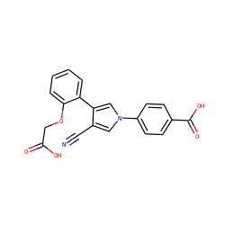 N#Cc1cn(-c2ccc(C(=O)O)cc2)cc1-c1ccccc1OCC(=O)O ZINC000200825511