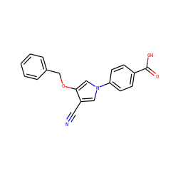 N#Cc1cn(-c2ccc(C(=O)O)cc2)cc1OCc1ccccc1 ZINC000147090253