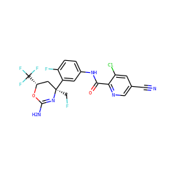 N#Cc1cnc(C(=O)Nc2ccc(F)c([C@]3(CF)C[C@@H](C(F)(F)F)OC(N)=N3)c2)c(Cl)c1 ZINC000205353068
