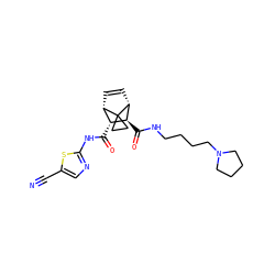 N#Cc1cnc(NC(=O)[C@@H]2[C@@H]3C=C[C@H]([C@H]2C(=O)NCCCCN2CCCC2)C32CC2)s1 ZINC000168358827