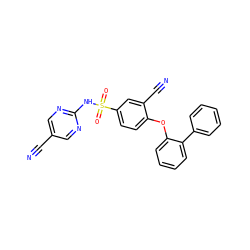 N#Cc1cnc(NS(=O)(=O)c2ccc(Oc3ccccc3-c3ccccc3)c(C#N)c2)nc1 ZINC000095581182