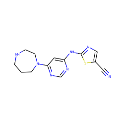 N#Cc1cnc(Nc2cc(N3CCCNCC3)ncn2)s1 ZINC000028570139