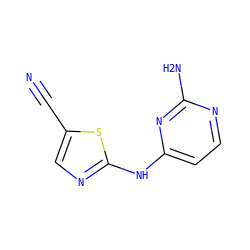 N#Cc1cnc(Nc2ccnc(N)n2)s1 ZINC000028570675