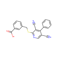 N#Cc1cnc(SCc2cccc(C(=O)O)c2)c(C#N)c1-c1ccccc1 ZINC000139907278
