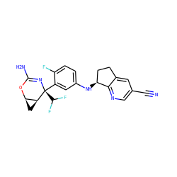 N#Cc1cnc2c(c1)CC[C@@H]2Nc1ccc(F)c([C@@]2(C(F)F)N=C(N)O[C@@H]3C[C@@H]32)c1 ZINC000226108337
