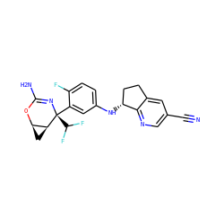 N#Cc1cnc2c(c1)CC[C@H]2Nc1ccc(F)c([C@@]2(C(F)F)N=C(N)O[C@@H]3C[C@@H]32)c1 ZINC000225700065