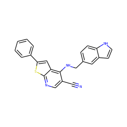 N#Cc1cnc2sc(-c3ccccc3)cc2c1NCc1ccc2[nH]ccc2c1 ZINC000029046829